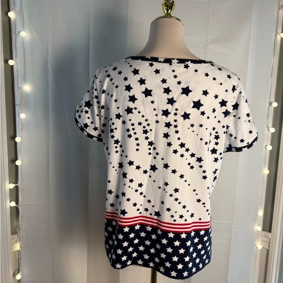 Allison Daley Red and Blue Boxy Short Sleeve Tee - Picture 3 of 8